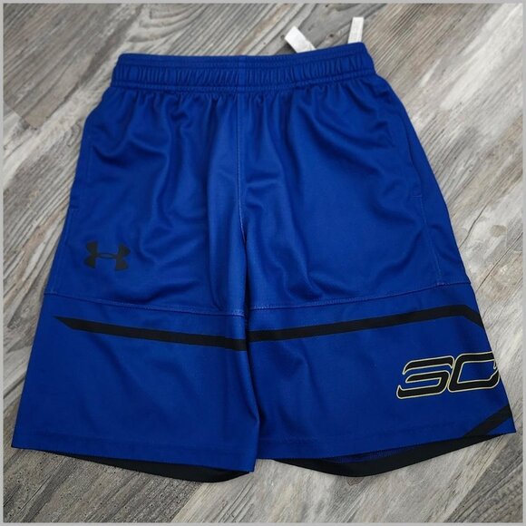Under Armour Stephen Curry Matching Top & Shorts Blue & Gold Boys size 8-9 - Picture 6 of 8